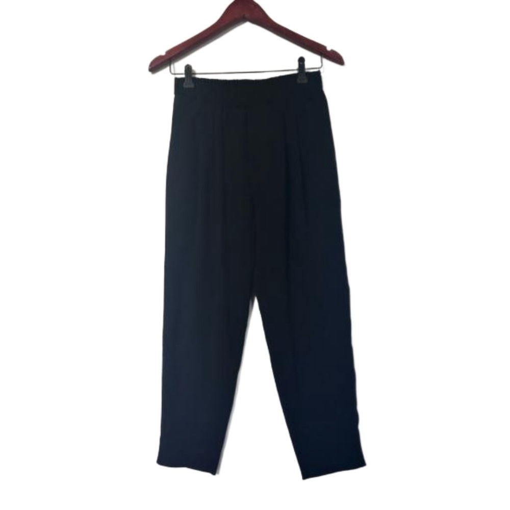 Nili Lotan Cropped Slouchy Acetate Blend Pant  Black Trousers Womens Size xs